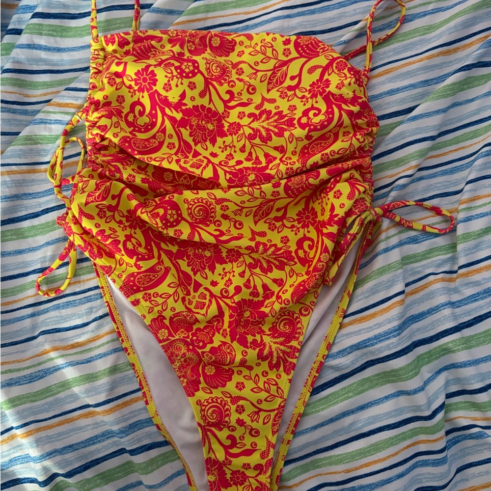 Floral Kids Swimwear in Red and Yellow